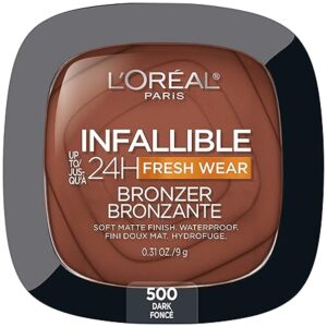 L'Oreal Paris Infallible Up to 24H Fresh Wear Soft Matte Longwear Bronzer<br>برونزر لوريال باريس إنفاليبل فريش وير – ثبات حتى 24 ساعة، لمسة نهائية مطفية ناعمة – مقاوم للماء، الحرارة، الرطوبة، التعرق والانتقال
