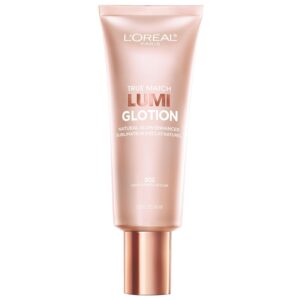L'Oreal Paris Makeup True Match Lumi Glotion, Natural Glow Enhancer, Illuminator Highlighter<br>لوريال باريس ميك أب ترو ماتش لومي جلوشن، معزز التوهج الطبيعي، هايلايتر مضيء، قطرات برونز لتأثير مشمس