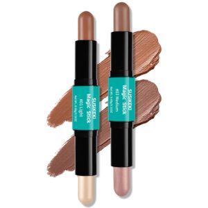 SUSIKEKI Contour Stick, 2Pcs Dual-Ended Highlighter Makeup Pen & Contouring Stick for Face Shaping<br>مجموعة عصا الكونتور والهايلايتر المزدوجة من SUSIKEKI
