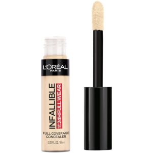 L'Oreal Paris Makeup Infallible Full Wear Waterproof Matte Concealer, Full Coverage <br> خافي العيوب مات من لوريال باريس إنفاليبل فُل وير مقاوم للماء، تغطية كاملة، درجة إيغ شيل